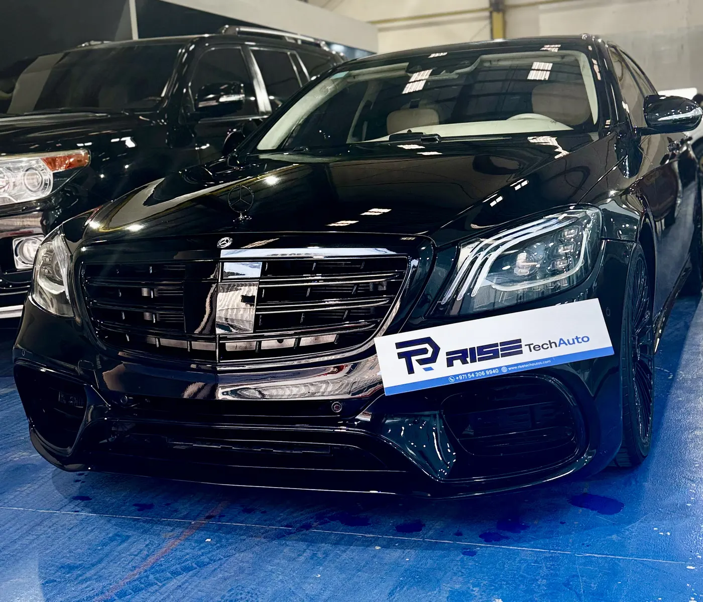 Car Detailing Dubai 48 Black Mercedes-Benz S-Class polished at the Rise Tech Auto spa in Dubai