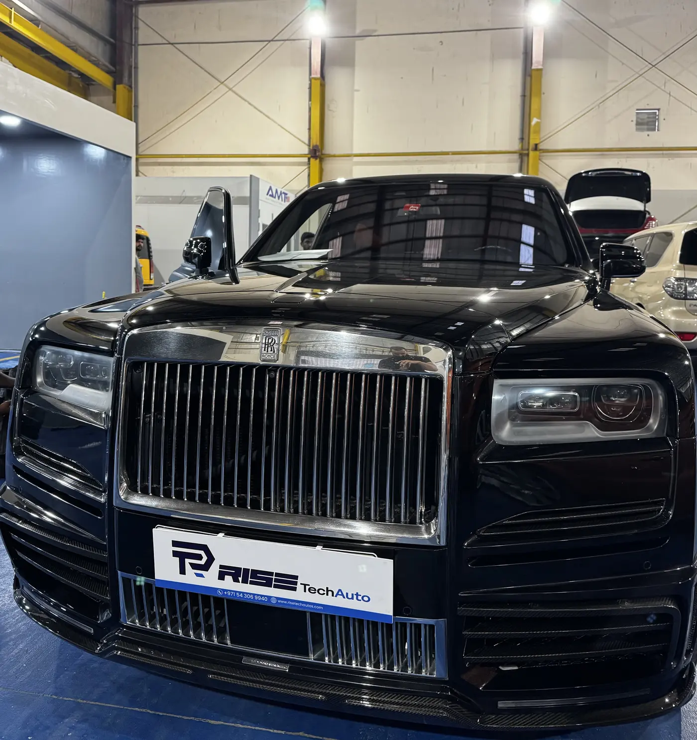 Black Rolls-Royce Cullinan front at Rise Tech Auto Dubai